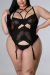 Plus Size The Only One Mesh Lace Gartered Strappy Teddy
