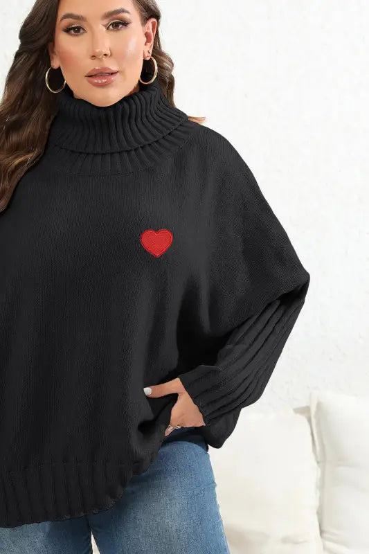 Plus Size Turtle Neck Long Sleeve Sweater - Pullover