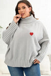 Plus Size Turtle Neck Long Sleeve Sweater - XL / Gray