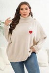 Plus Size Turtle Neck Long Sleeve Sweater - XL / Ivory