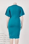 Plus Size V-neck Ruffle Edge Midi Dress - Dresses