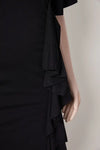 Plus Size V-neck Ruffle Edge Midi Dress - Dresses