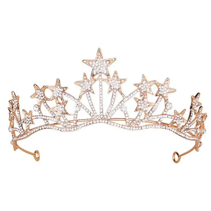Pointed Star Rhinestone Headband Crown - Gold - Headbands