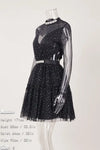 Polka Dot Rhinestone Embellished Mini Dress - Dresses