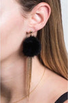 Powder Puff Chandelier Drop Earrings - 5.5 inches / Black