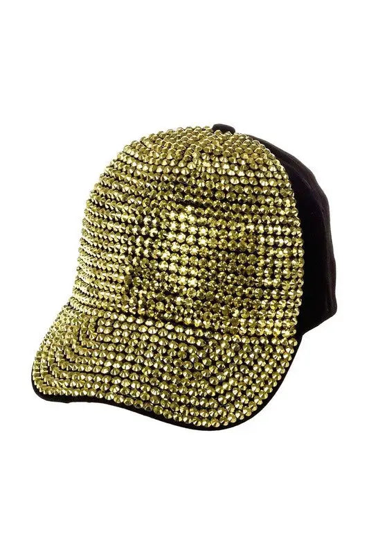 Precious Rhinestone Embellished Baseball Cap - Black/Gold