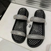 PU Leather Open Toe Platform Sandals - 35(US4) / Black