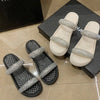 PU Leather Open Toe Platform Sandals - Slides