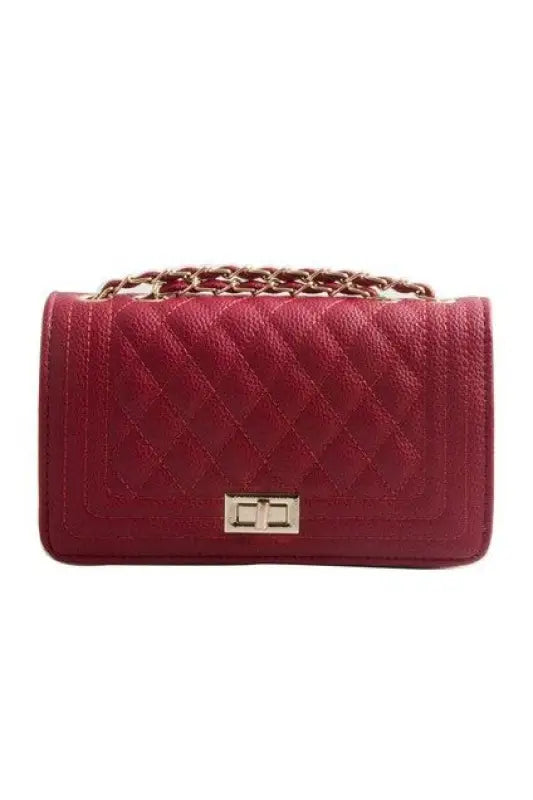 PU LEATHER QUILTED FASHION BAG - Burgundy - Crossbody Bags