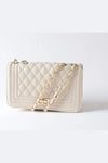 PU LEATHER QUILTED FASHION BAG - Ivory - Crossbody Bags