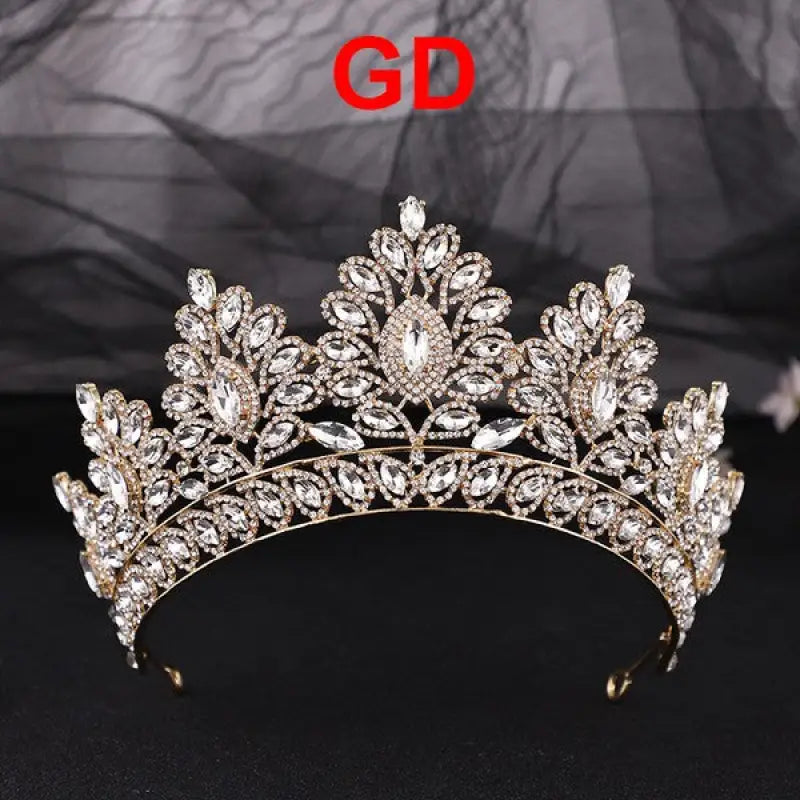 Queen Bee Rhinestone Headband Crown - Gold - Headbands