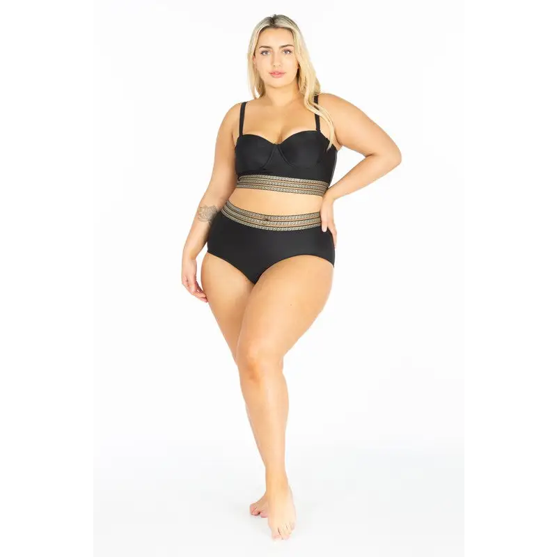 Queen Of The Nile Plus Size Underwire Crop Top High Waist