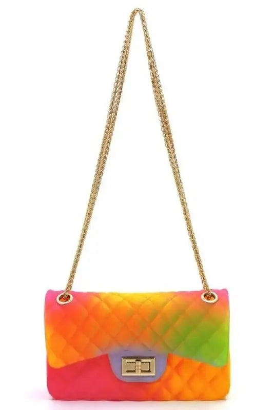Quilt Embossed Multi Color Jelly Shoulder Bag - Bags