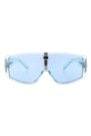 Retro Flat Top Oversize Curved Fashion Sunglasses - Blue