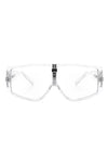 Retro Flat Top Oversize Curved Fashion Sunglasses - Clear