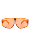Retro Flat Top Oversize Curved Fashion Sunglasses - Orange