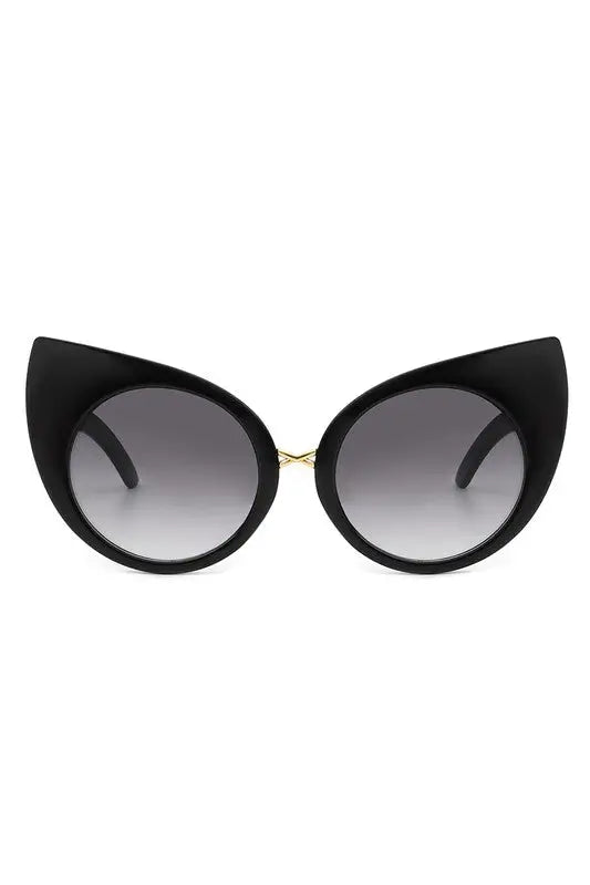 Retro High Pointed Fashion Cat Eye Sunglasses - Black