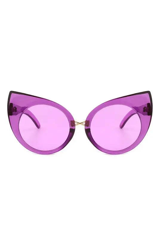 Retro High Pointed Fashion Cat Eye Sunglasses - Purple