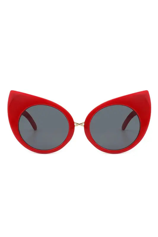 Retro High Pointed Fashion Cat Eye Sunglasses - Red