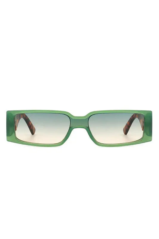 Retro Rectangle Narrow Fashion Slim Sunglasses - Green