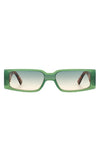 Retro Rectangle Narrow Fashion Slim Sunglasses - Green