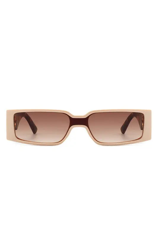 Retro Rectangle Narrow Fashion Slim Sunglasses - Neutral