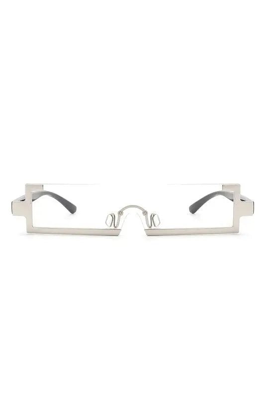 Retro Rectangular Narrow Vintage Slim Sunglasses - Clear