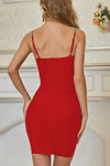 Rhinestone Decor Spaghetti Strap Zip-up Mini Dress - Dresses