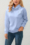 Rhinestone Heart Cut-Out Back Hooded Sweatshirt - S / Blue