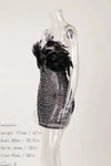 Rhinestone Mother Pearl Feather Underwire Mini Dress