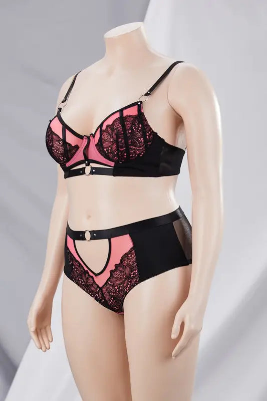 Rings and Lace Bra Panty Set (M-5XL) - Lingerie Sets