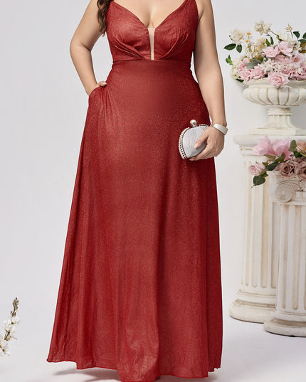 Plus Size Sheer Temptation Mesh Detail Maxi Dress