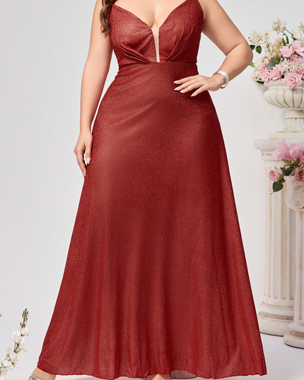 Plus Size Sheer Temptation Mesh Detail Maxi Dress