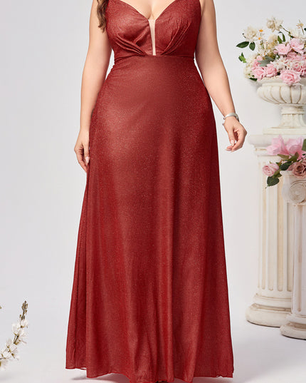 Plus Size Sheer Temptation Mesh Detail Maxi Dress