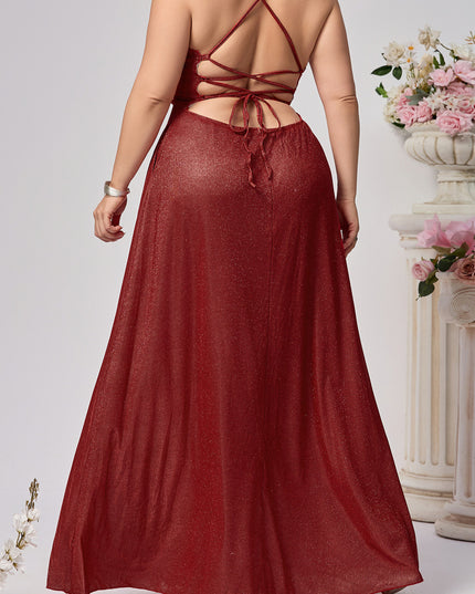 Plus Size Sheer Temptation Mesh Detail Maxi Dress