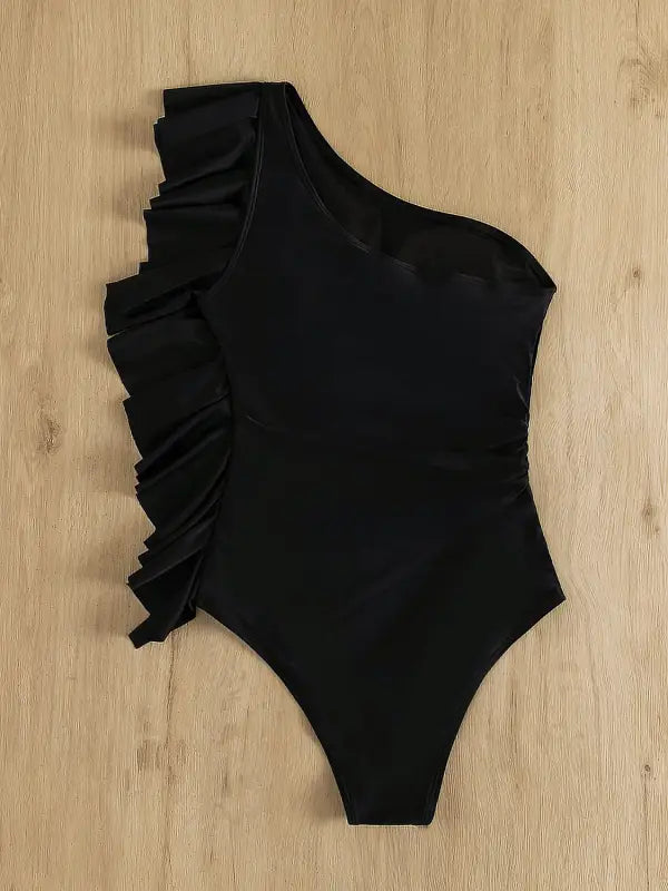Ruffled Single Shoulder One-Piece Swimwear - Swimsuits