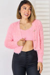 Scoop Neck Vest and Cardigan Sweater Set - S / Pink - Sets