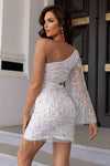 Sequin Cutout One-Shoulder Dress - Mini Dresses