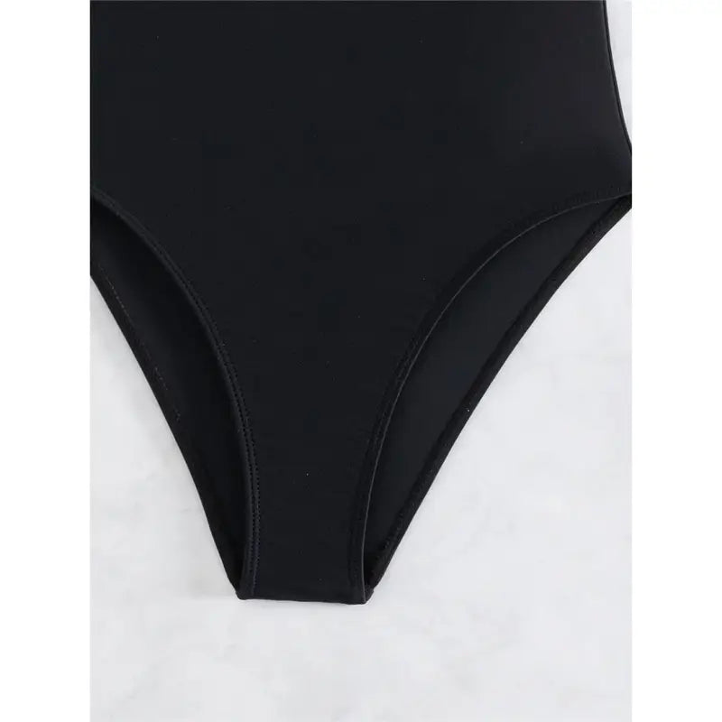 Sequin Decor Padded Deep V Halter-Neck One-piece Swimsuit