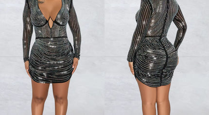 Μίνι φόρεμα από στρας με σπινθηροσύρμα 