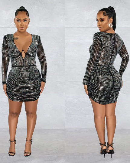 Sparkly Rhinestone Mini Dress