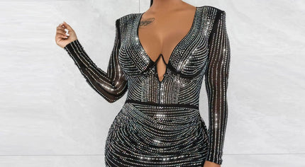 Μίνι φόρεμα από στρας με σπινθηροσύρμα 