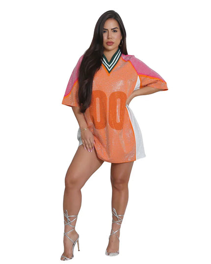 Sequin Football Jersey Mini Dress