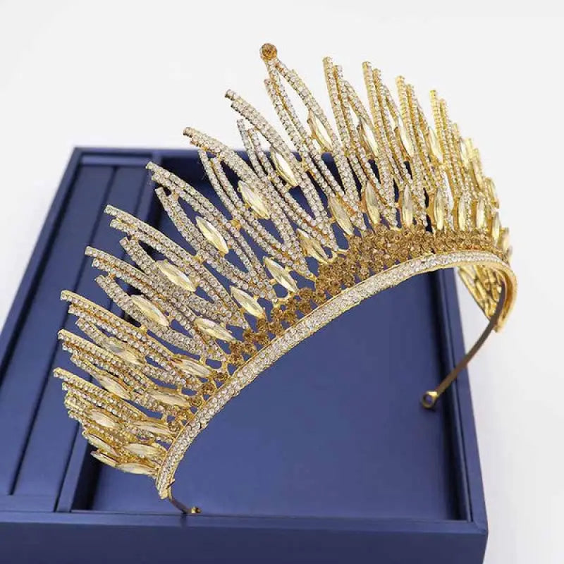 She Owns The Crown Rhinestone Headband - Gold - Headbands