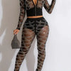 Sheer Rhinestone Crop Jacket and Leggings Set (S-2XL) - S