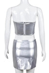Silver Lining Tube Top Mini Skirt Set - PU Sets