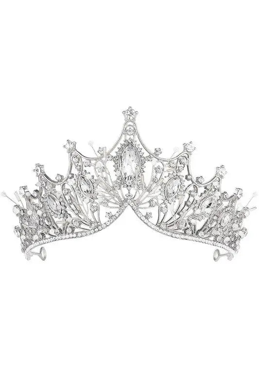 Silver Rhinestone Crown Headband - Headbands