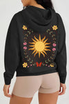 Simply Love Full Size Sun Graphic Hooded Jacket - S / Black