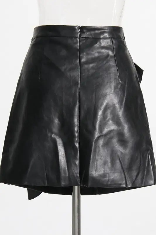 Single Breasted PU Top Ruffle Mini Skirt Set - Sets