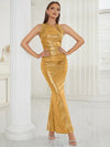 Sleeveless Foil Maxi Bodycon Dress - XS / Gold - Dresses